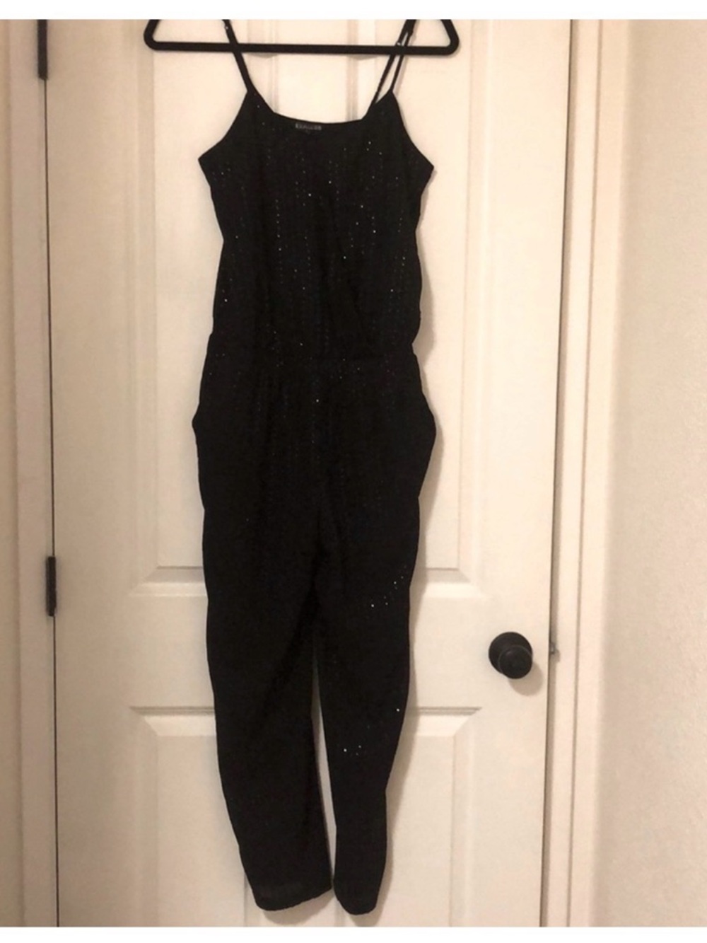 Express Black Sparkle Sleeveless Jumpsuit